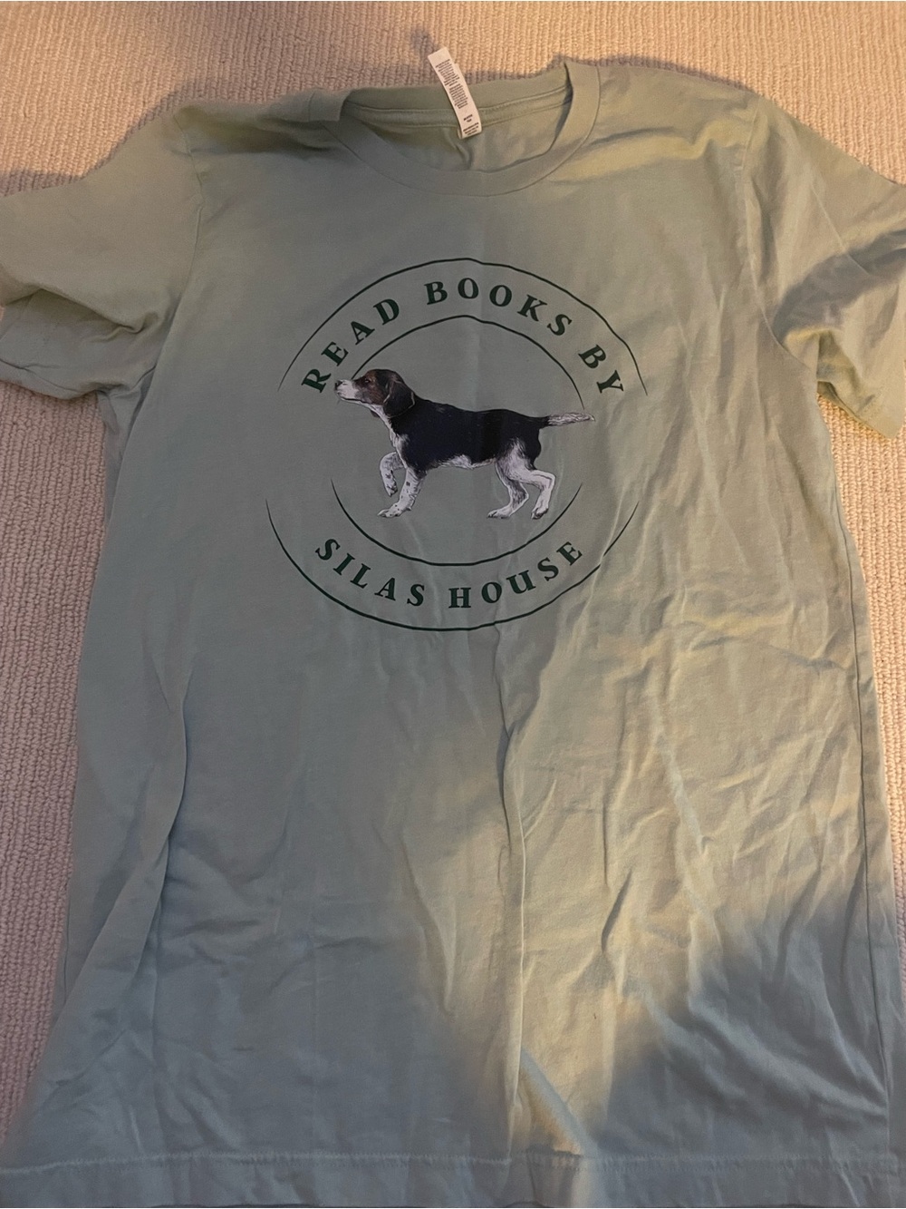 'Read Books By' Dog Graphic T-Shirt - Sage Green